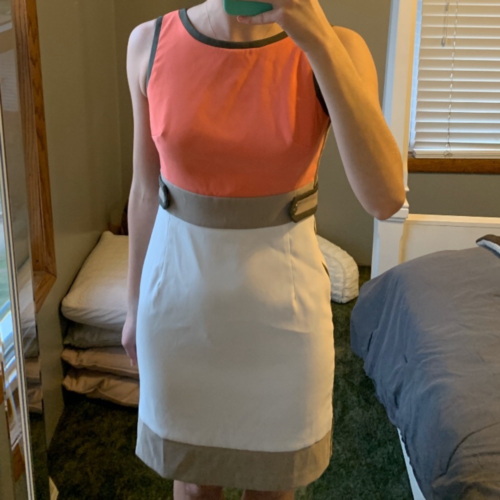 Dress Barn size 4P dress army green, coral, white